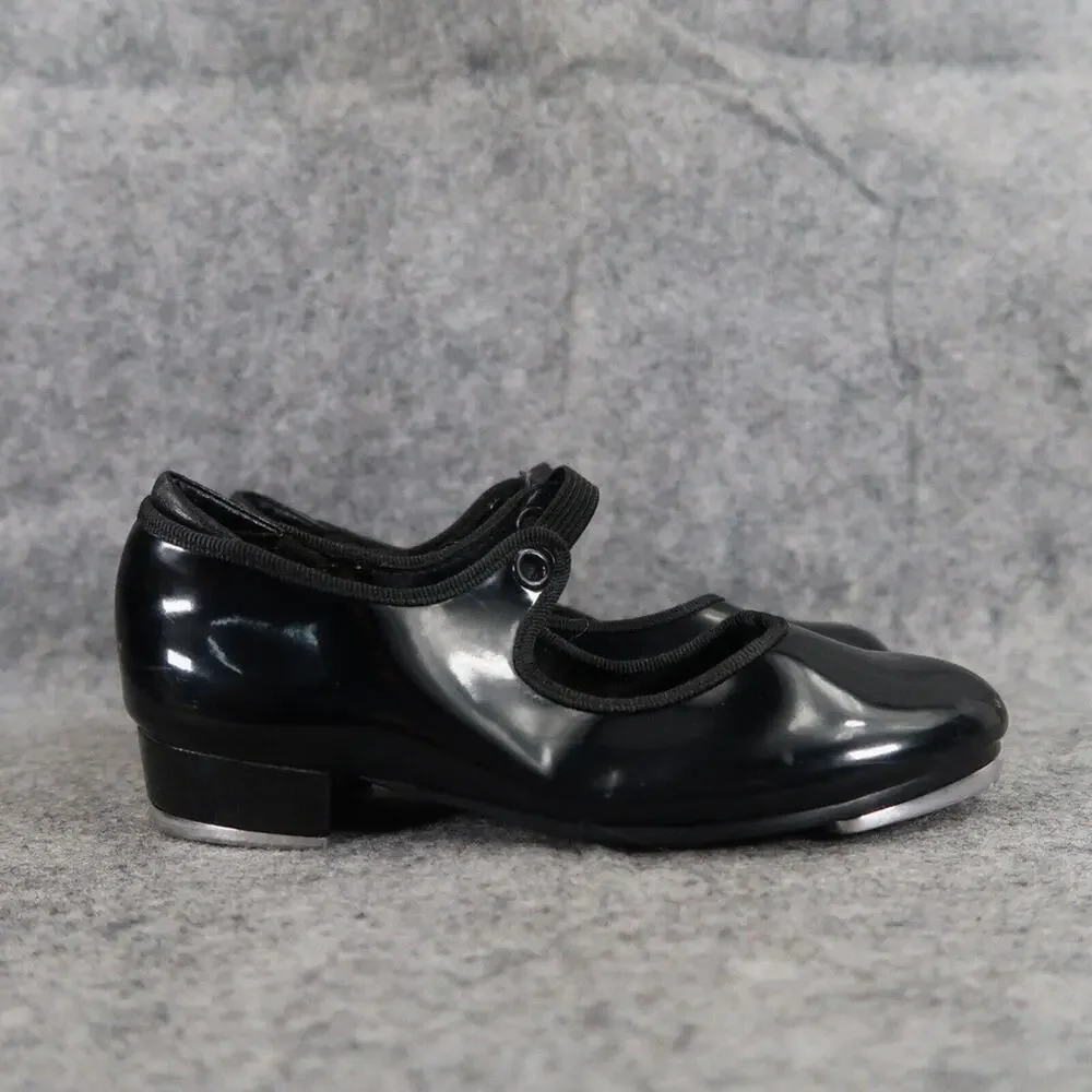Danshuz Shoes Girls 11 Tap Dance Mary Jane Black Patent Slip On Star Tone Kids
